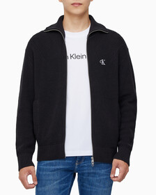 Buy 남성 립 집업 가디건 in color CK BLACK