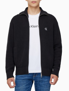 Buy 남성 립 집업 가디건 in color CK BLACK