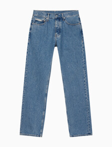 Buy 남성 스탠다드 스트레이트핏 스톤블루 데님 in color MID BLUE BACK EMBRO