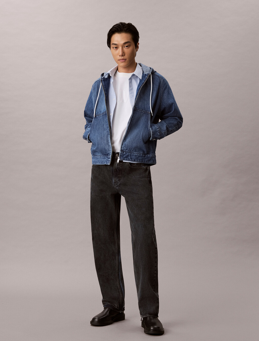 Buy 남성 맥스웰 풀집업 데님 후디 in color MAXWELL