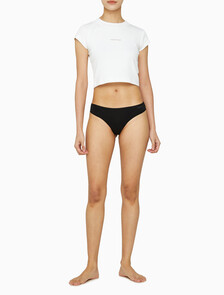 Buy 여성 CK 아이디얼 코튼 로우라이즈 T팬티 in color BLACK