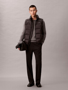 Buy 남성 나일론 퀼티드 푸퍼 베스트 in color BLACK