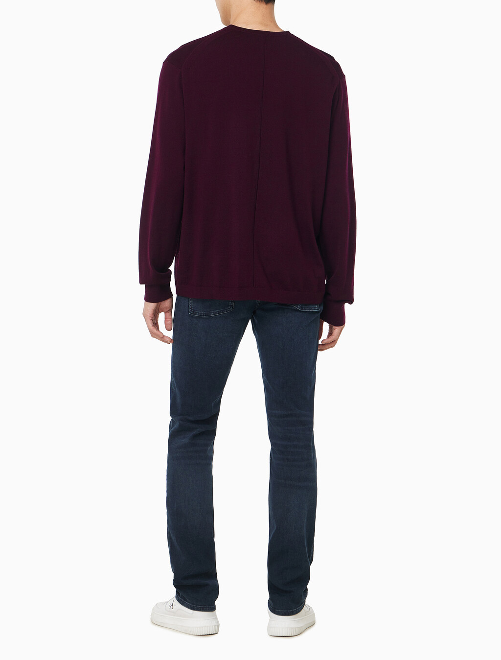 Buy 남성 메리노 울 크루넥 스웨터 in color Crimson red