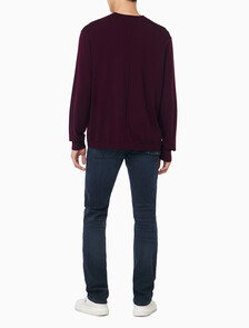 Buy 남성 메리노 울 크루넥 스웨터 in color Crimson red