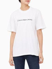 Buy 여성 보이프렌드핏 코튼 스트레치 반팔 티셔츠 in color BRIGHT WHITE