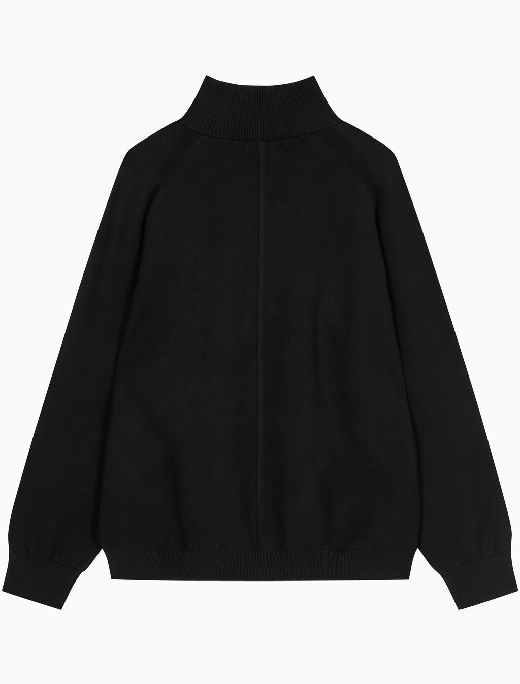 Buy 유니섹스 롱슬리브 테크 니트 쿼터 집업 스웨터 in color BLACK
