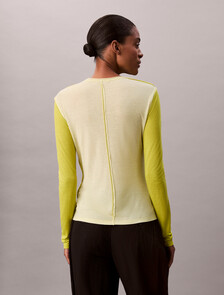 Buy 여성 L/S 쉬어 울 인사이드 아웃 티셔츠 in color yellow