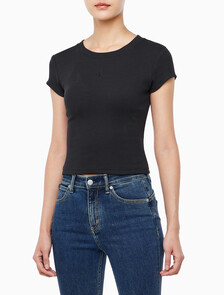 Buy 여성 컷아웃 립 탑 in color BLACK