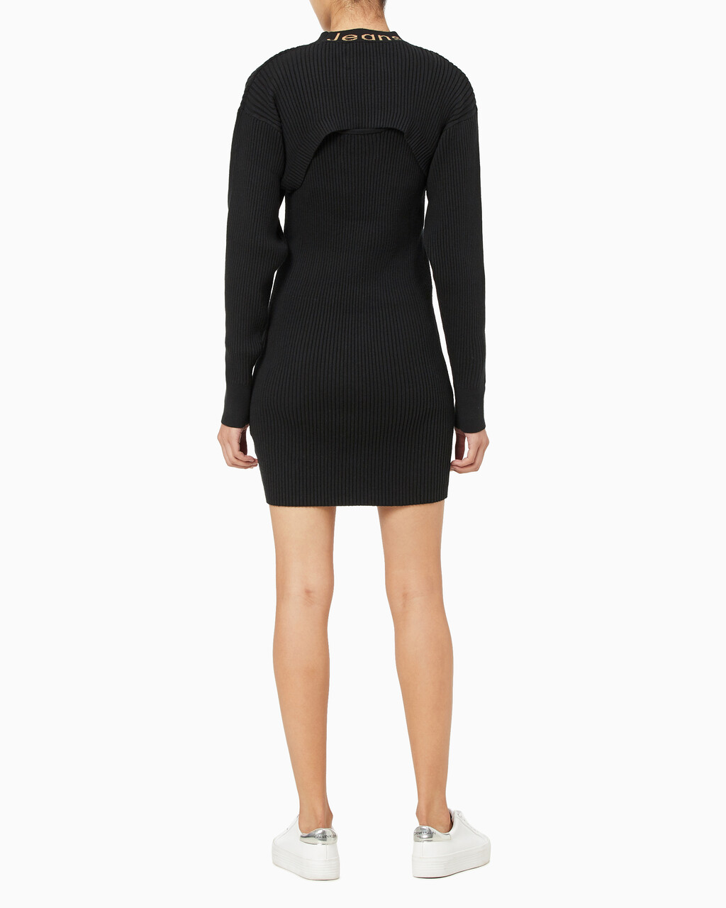 Buy 여성 롱 슬리브 2 in 1 스웨터 원피스 in color CK BLACK