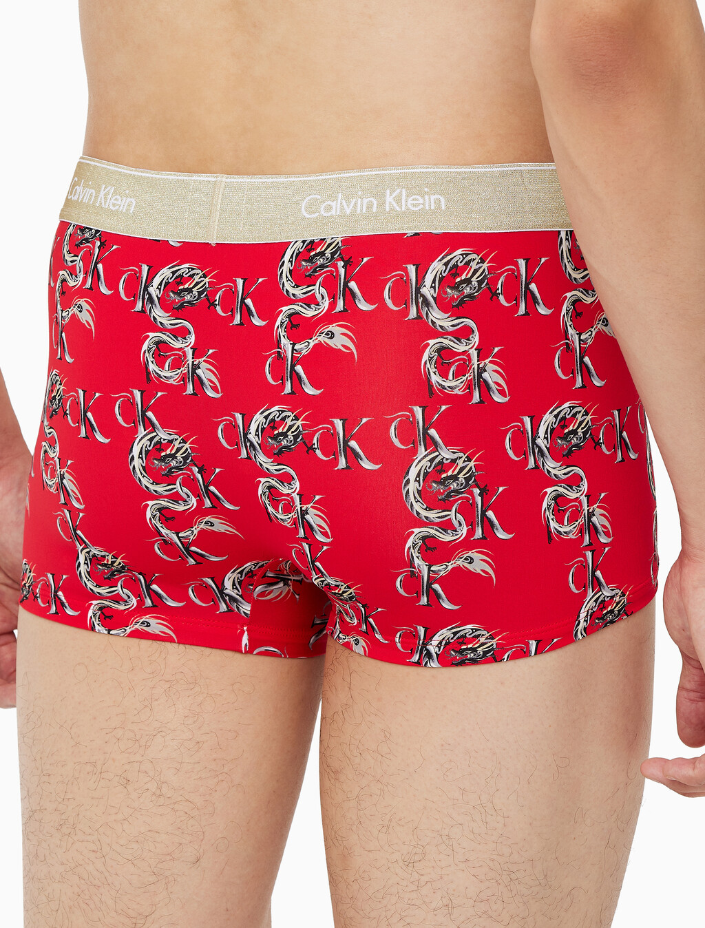 Buy 남성 CNY 드래곤 로우라이즈 드로즈 in color DRAGON PATTERN RED