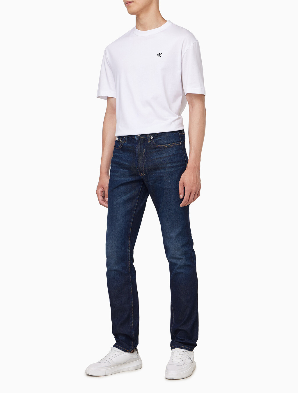 Buy 남성 슬림핏 다크블루 데님 in color Blue