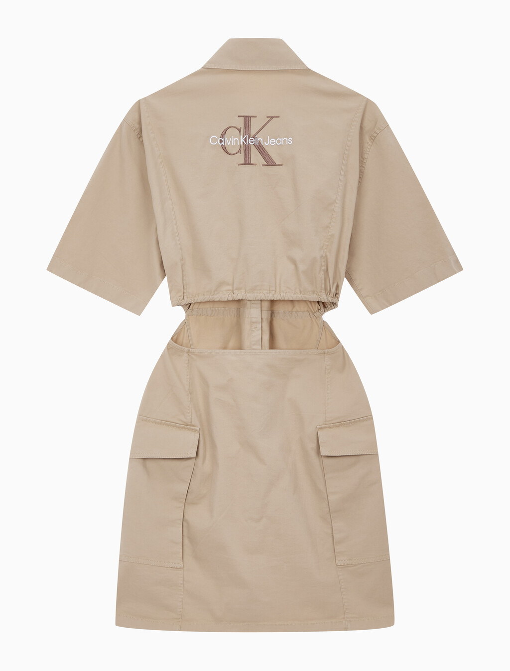 Buy 여성 아카이벌 컷아웃 셔츠 원피스 in color TRAVERTINE