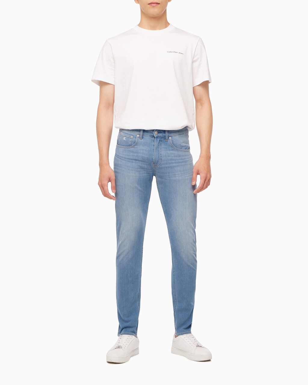Buy 남성 모던 테이퍼 라이트블루 데님 in color 028A CHALKY BLU
