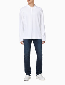 Buy 남성 를래식 핏 럭스 코튼 인터락 폴로 긴팔 티셔츠 in color BRIGHT WHITE