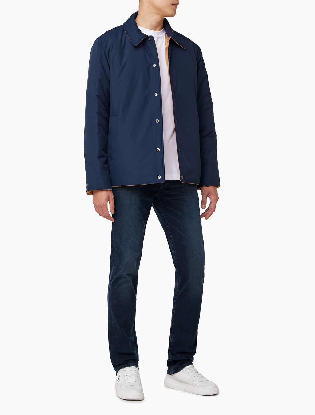 Buy 남성 리버서블 패디드 셔츠 자켓 in color NAVY/BROWN