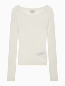 Buy 여성 슬림 크롭 니트 탑 in color WHITE