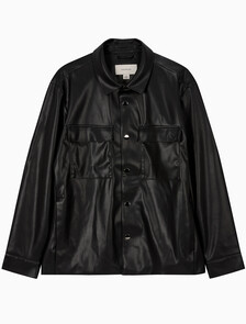 Buy 남성 페이크 레더 셔츠 자켓 in color BLACK