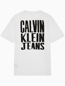 Buy 남성 레귤러핏 CKJ 백로고 그래픽 반팔 티셔츠 in color BRILLIANT WHITE