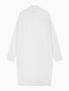 Buy 여성 하이로우 헴 포플린 긴팔 셔츠 드레스 in color BRILLIANT WHITE