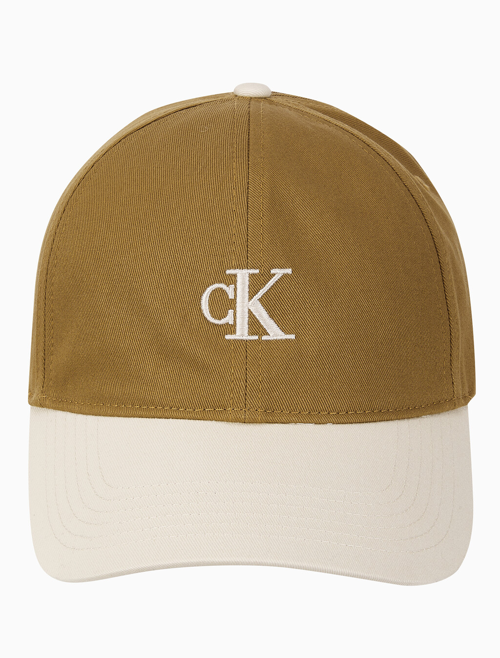Buy 남녀공용 CKJ 스몰 모노그램 로고 컬러블락 볼캡 in color Yellow