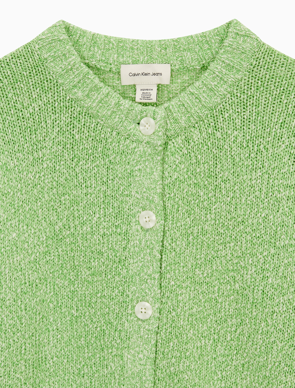 Buy 여성 청키 코튼 버튼업 가디건 in color SUMMER GREEN COMBO