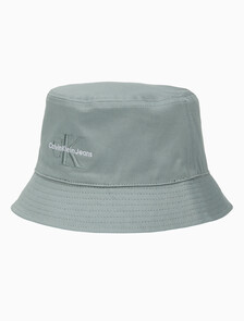 Buy 남녀공용 CKJ 모노그램 엠브로이더리 버킷햇 in color KHAKI GREY