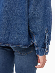 Buy 남성 루즈핏 박시 유틸리티 데님 셔츠 in color BLUE BLACK HANGER LOOP