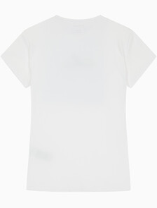Buy 여성 슬림 스크립 CK로고 반팔 티셔츠 in color BRILLIANT WHITE