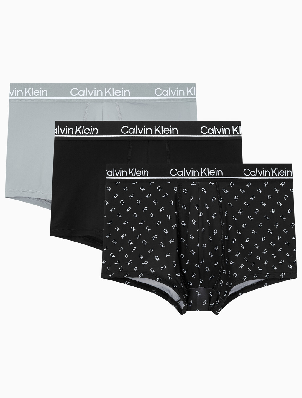 Buy 남성 CK 마이크로 플러스 로우 라이즈 드로즈 3PK in color Black / Black pattern / Grey