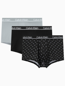 Buy 남성 CK 마이크로 플러스 로우 라이즈 드로즈 3PK in color Black / Black pattern / Grey