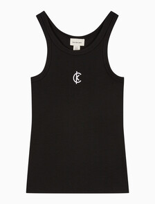 Buy 여성 코튼 컨투어 립 CK 탱크 in color BLACK