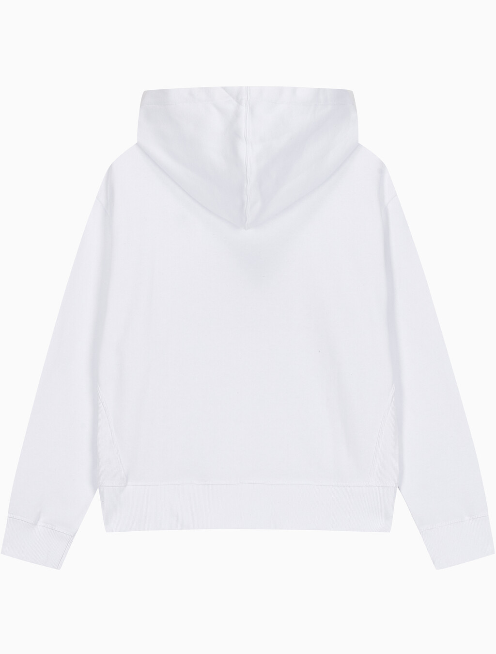 Buy 여성 릴렉스핏 CK 스몰 로고 기모 후디 in color BRILLIANT WHITE