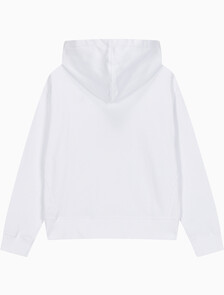 Buy 여성 릴렉스핏 CK 스몰 로고 기모 후디 in color BRILLIANT WHITE