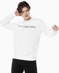 Buy 남성 레귤러핏 인스티튜셔널 로고 기모 스웨트셔츠 in color BRIGHT WHITE