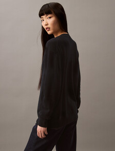 Buy 여성 롱슬리브 캐시미어 가디건 in color BLACK