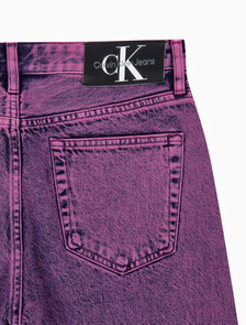 Buy 남성 90's 스트레이트핏 하이퍼 핑크 컬러 데님 in color MID BLUE BACK EMBRO
