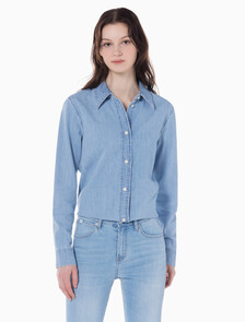 Buy 여성 롱슬리브 클래식 샴브레이 셔츠 in color LIGHT BLUE