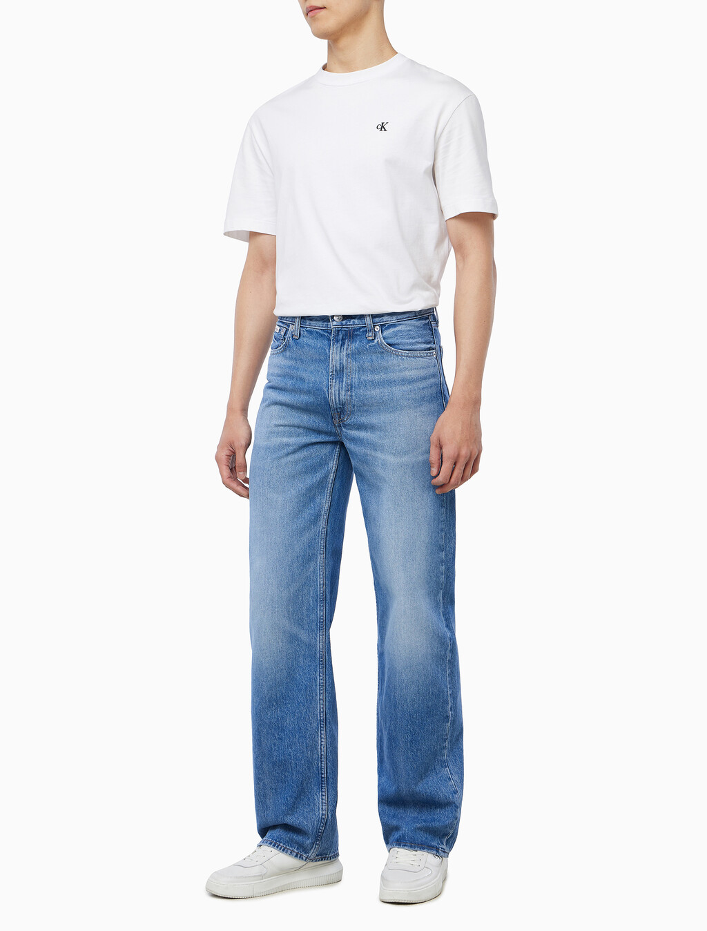 Buy 배기핏 진 in color Mid Blue