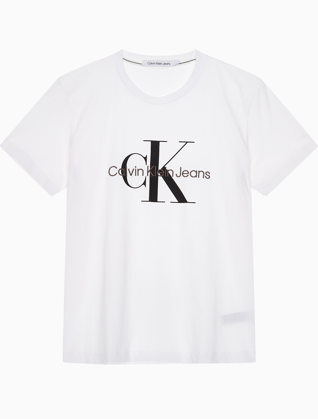 Buy 남성 레귤러핏 모노그램 엠브로이더리 로고 반팔 티셔츠  in color BRIGHT WHITE