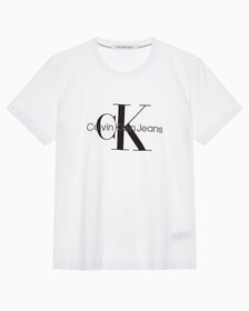 Buy 남성 레귤러핏 모노그램 앰브로이더리 로고 반팔 티셔츠 in color BRIGHT WHITE