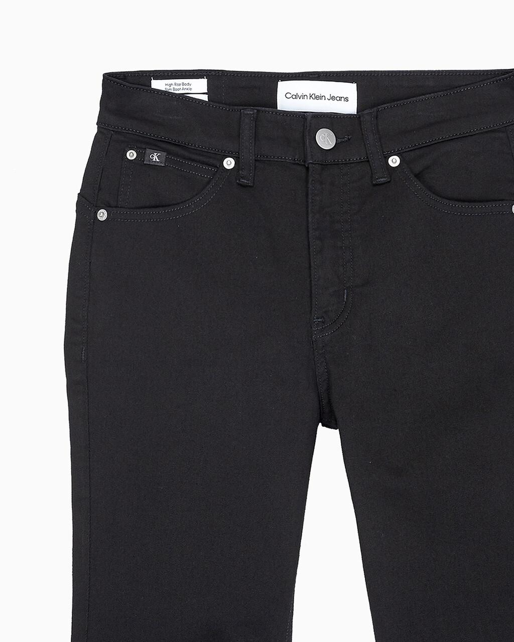 Buy 여성 하이라이즈 바디 슬림 부츠핏 앵클 데님 in color WASHED BLACK LOGO LACE