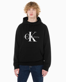 Buy 남성 롱슬리브 릴렉스핏 모노그램로고 후디 in color CK BLACK