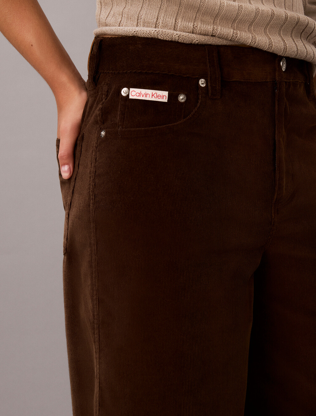 Buy 여성 코듀로이 와이드 레그 팬츠 in color Brown