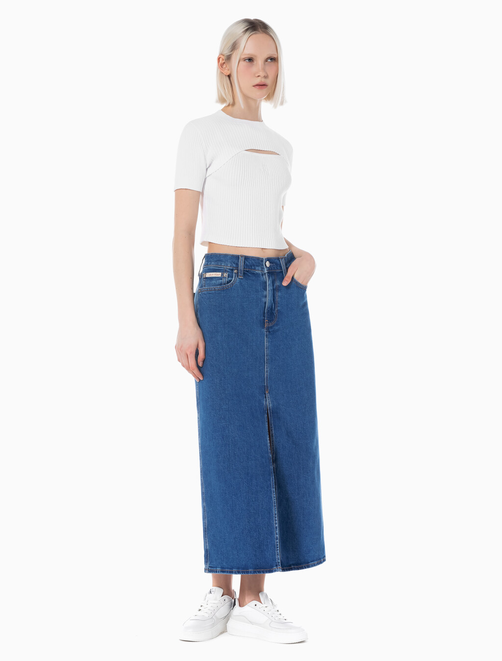 Buy 여성 데님 맥시 스커트 in color BLUE
