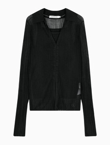 Buy 여성 2 IN 1 폴로 가디건 in color CK BLACK