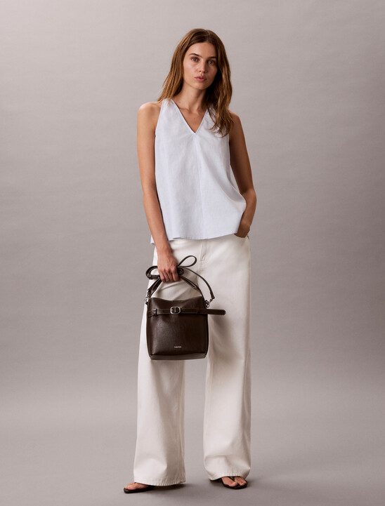 여성 버클 미니 버킷 크로스바디 백