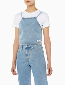 Buy 여성 타이 디테일 숏 탑 in color CHALKY BLUE