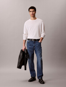 Buy 90S 테이퍼핏 진 in color Blue Black 