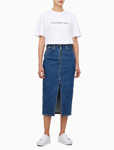 Buy 여성 맥시 데님 스커트 in color MID BLUE BACK EMBRO
