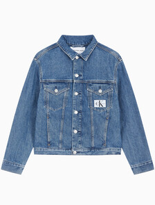 Buy 여성 모노그램 뱃지 데님 자켓 in color MID BLUE BACK EMBRO